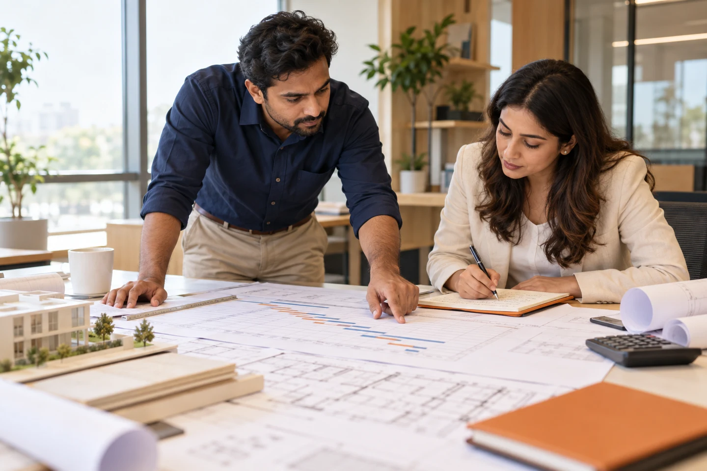 Delivery colleagues reviewing a project plan